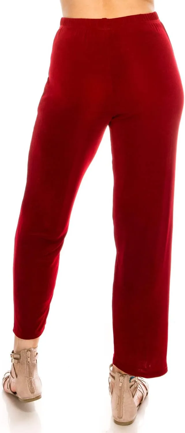 Jostar Women's Elastic Waist Pants – Plus Size Pull On Non Iron Stretch Ankle Length Basic Trouser