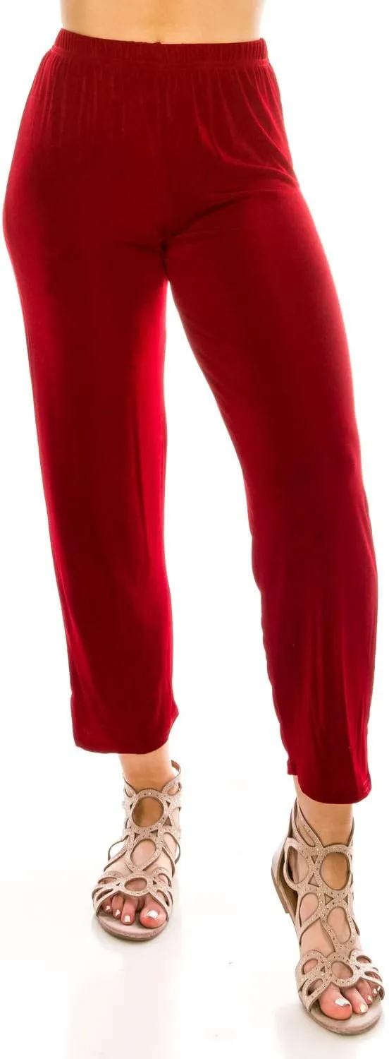 Jostar Women's Elastic Waist Pants – Plus Size Pull On Non Iron Stretch Ankle Length Basic Trouser