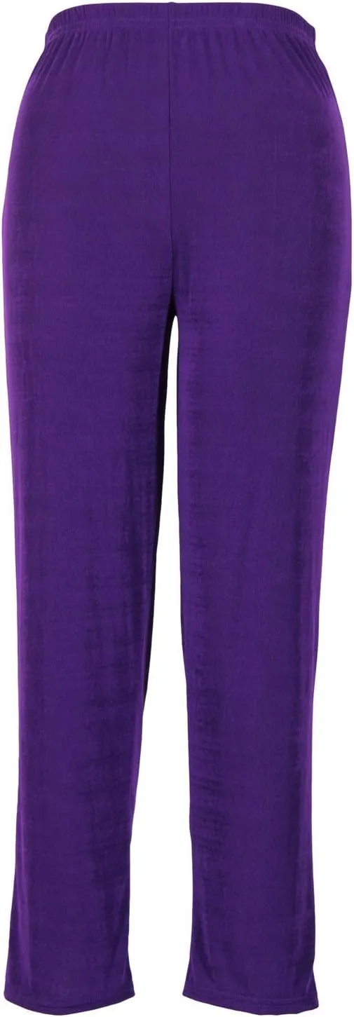 Jostar Women's Elastic Waist Pants – Plus Size Pull On Stretch Basic Soft Casual Trouser
