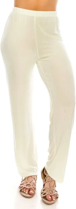 Jostar Women's Elastic Waist Pants – Pull On Acetate Non Iron Stretch Straight Leg Relaxed Fit Basic Trouser