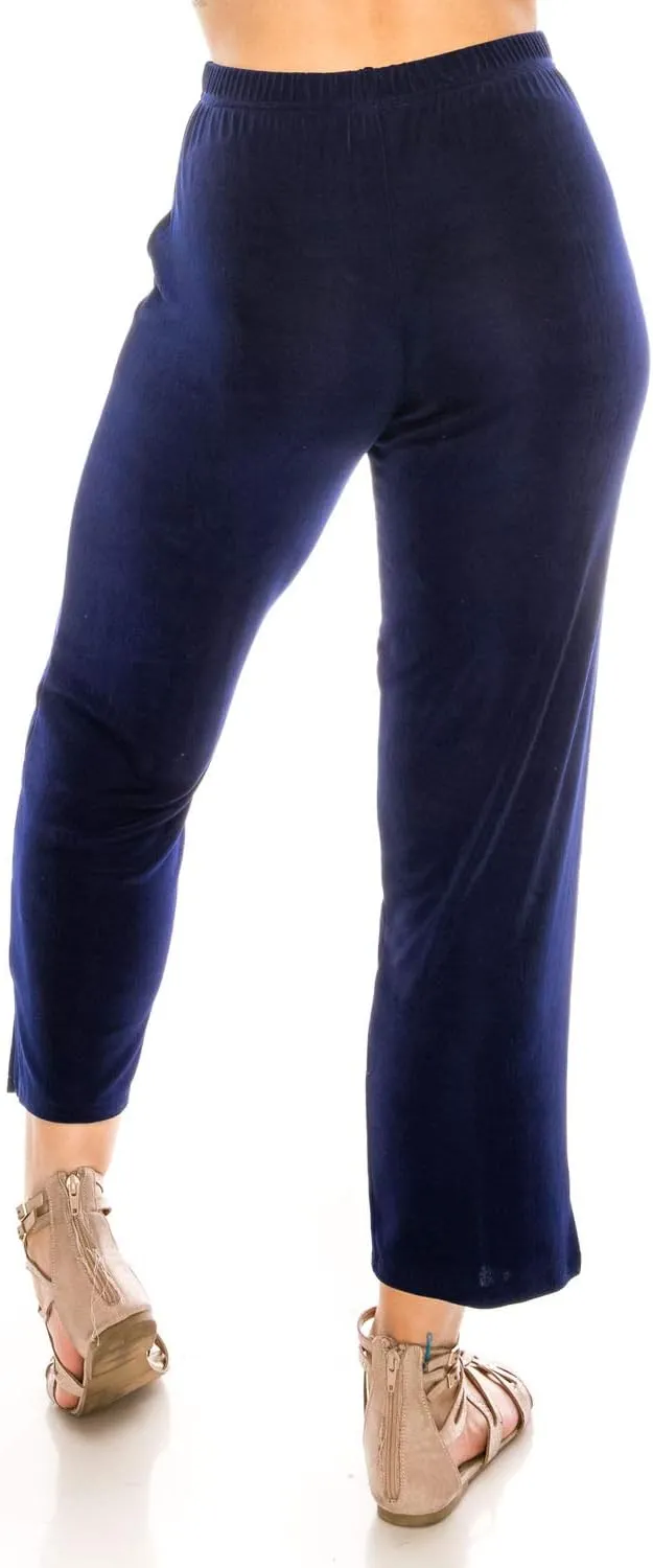Jostar Women's Elastic Waist Pants – Pull On Non Iron Stretch Ankle Length Basic Trouser