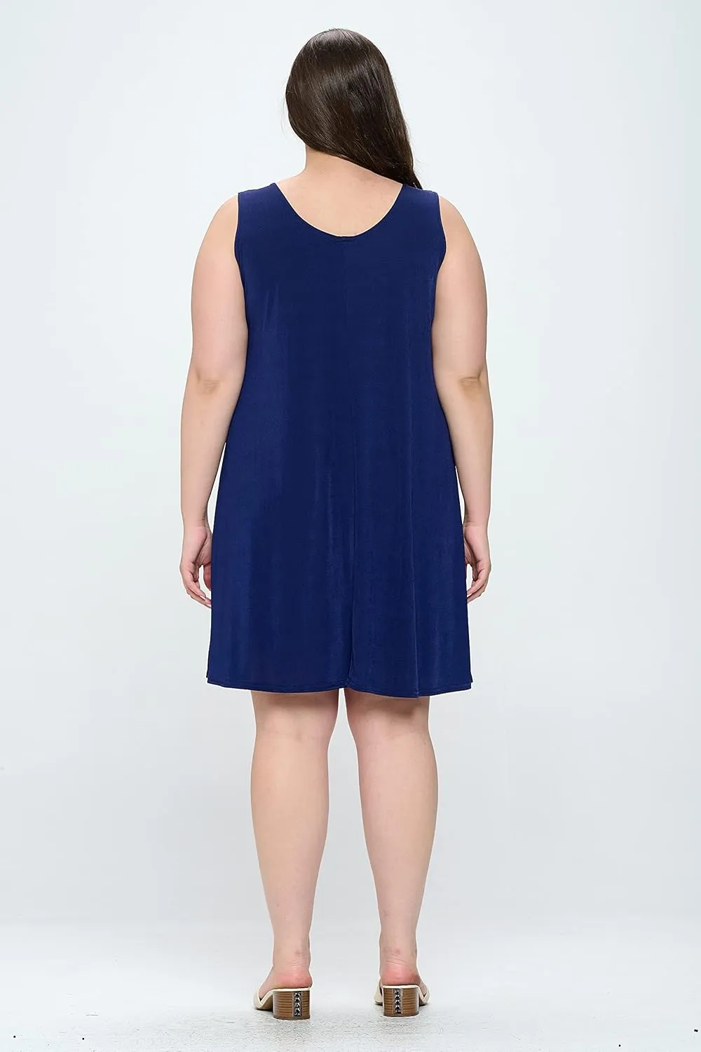 Jostar Women's Plus Size Dress – Sleeveless Tank Stretch Casual Swing Flowy Basic Solid T Shirt One Piece