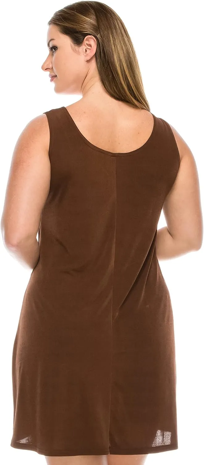 Jostar Women's Plus Size Dress – Sleeveless Tank Stretch Casual Swing Flowy Basic Solid T Shirt One Piece
