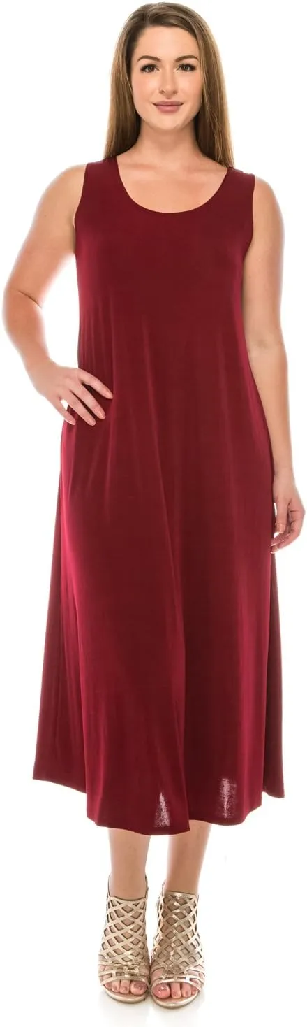 Jostar Women's Tank Long Dress – Sleeveless Scoop Neck Casual Swing Flowy T Shirt One Piece