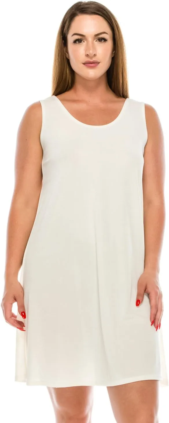 Jostar Women's Tank Mini Dress – Sleeveless Scoop Neck Casual Solid Stretch T Shirt Short One Piece