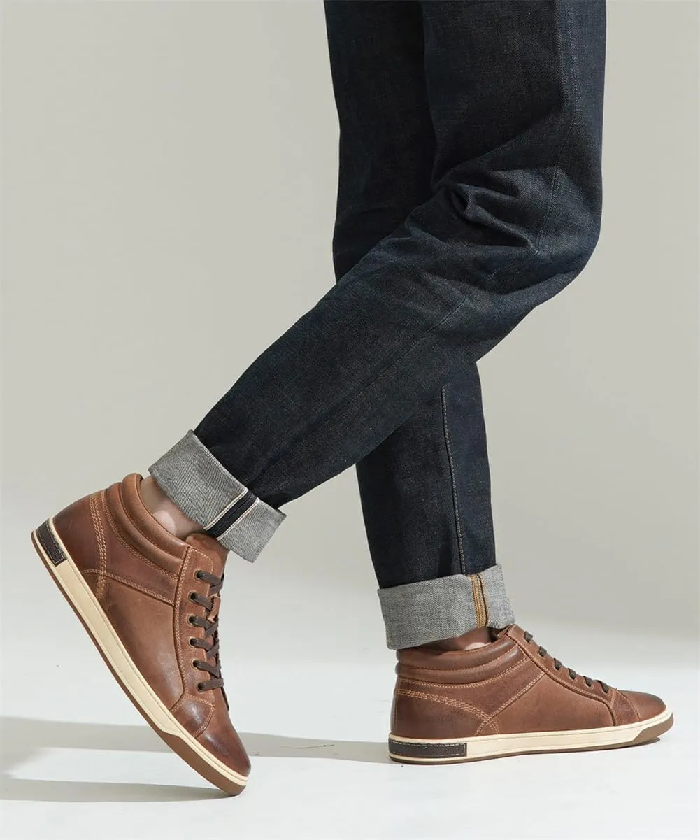 Jousen Men's Leather Fashion Sneakers
