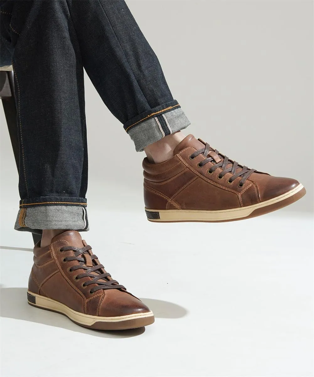 Jousen Men's Leather Fashion Sneakers
