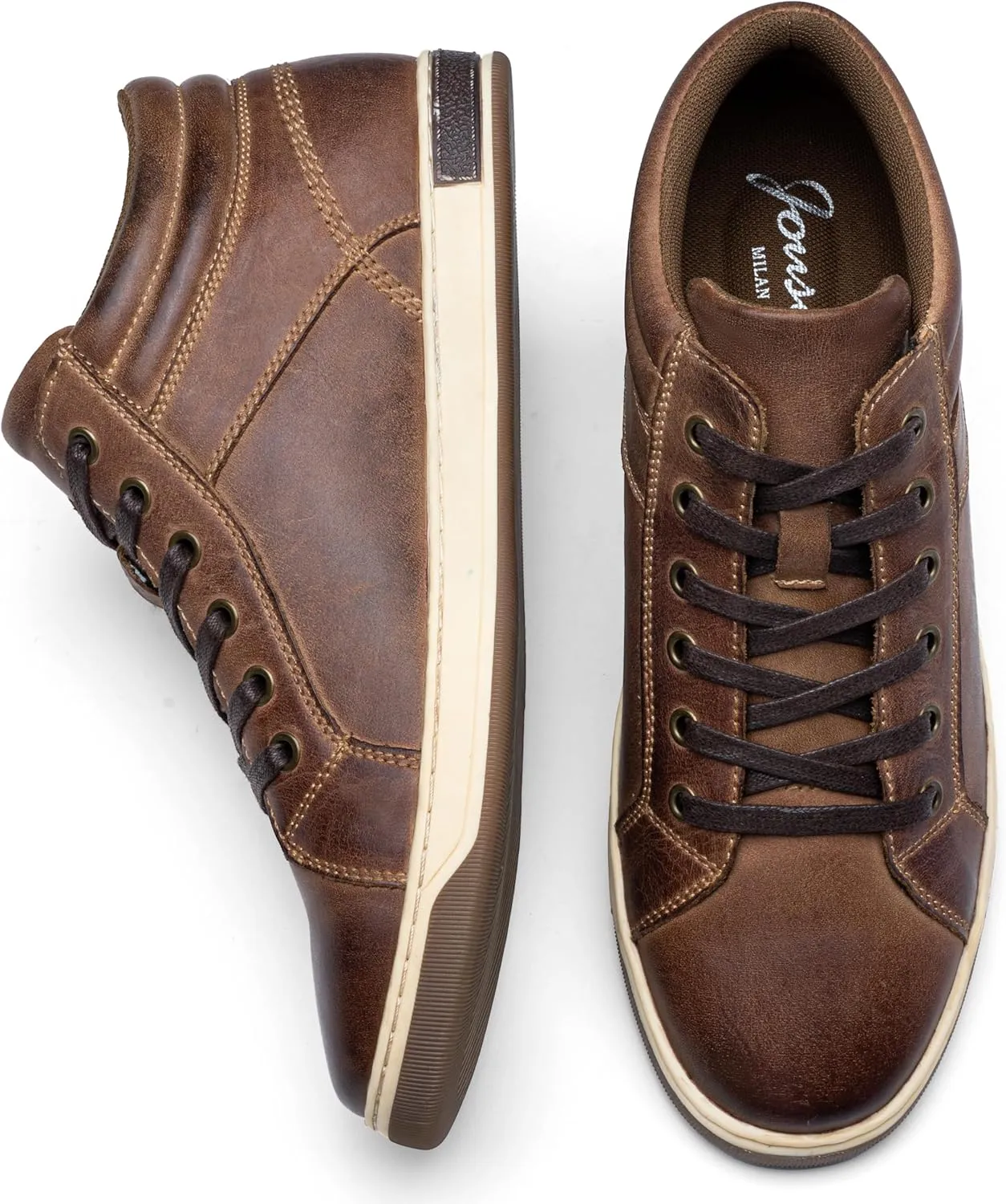 Jousen Men's Leather Fashion Sneakers