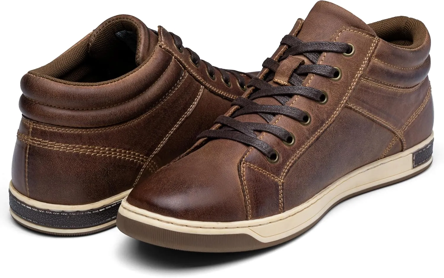 Jousen Men's Leather Fashion Sneakers