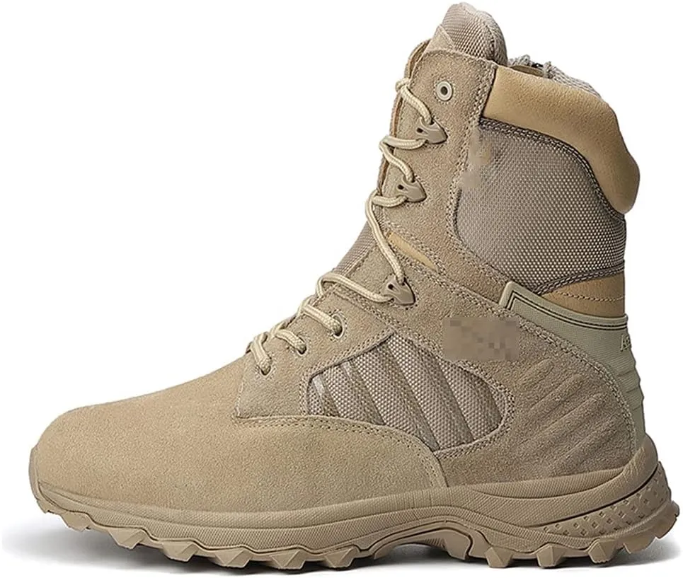 KEHAIOO Men Waterproof Hiking Shoes, Breathable Leather Trekking Boots, Non-Slip Cushioning Outdoor Sport Shoes