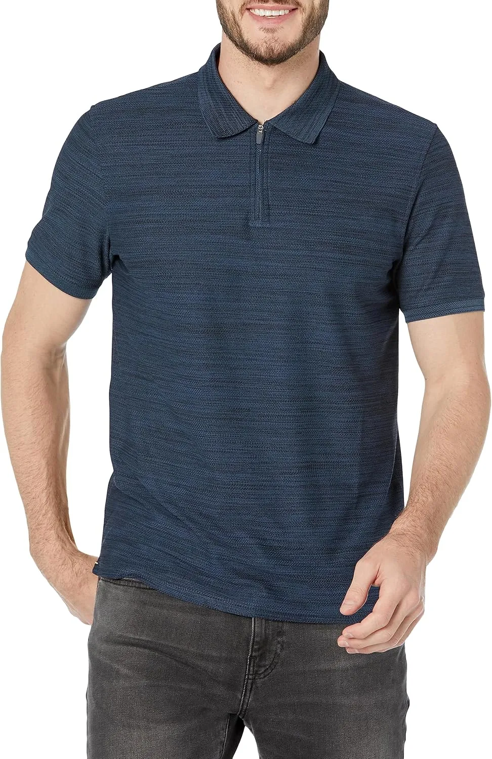 Kenneth Cole Men's Slim Fit Knit Zip Polo