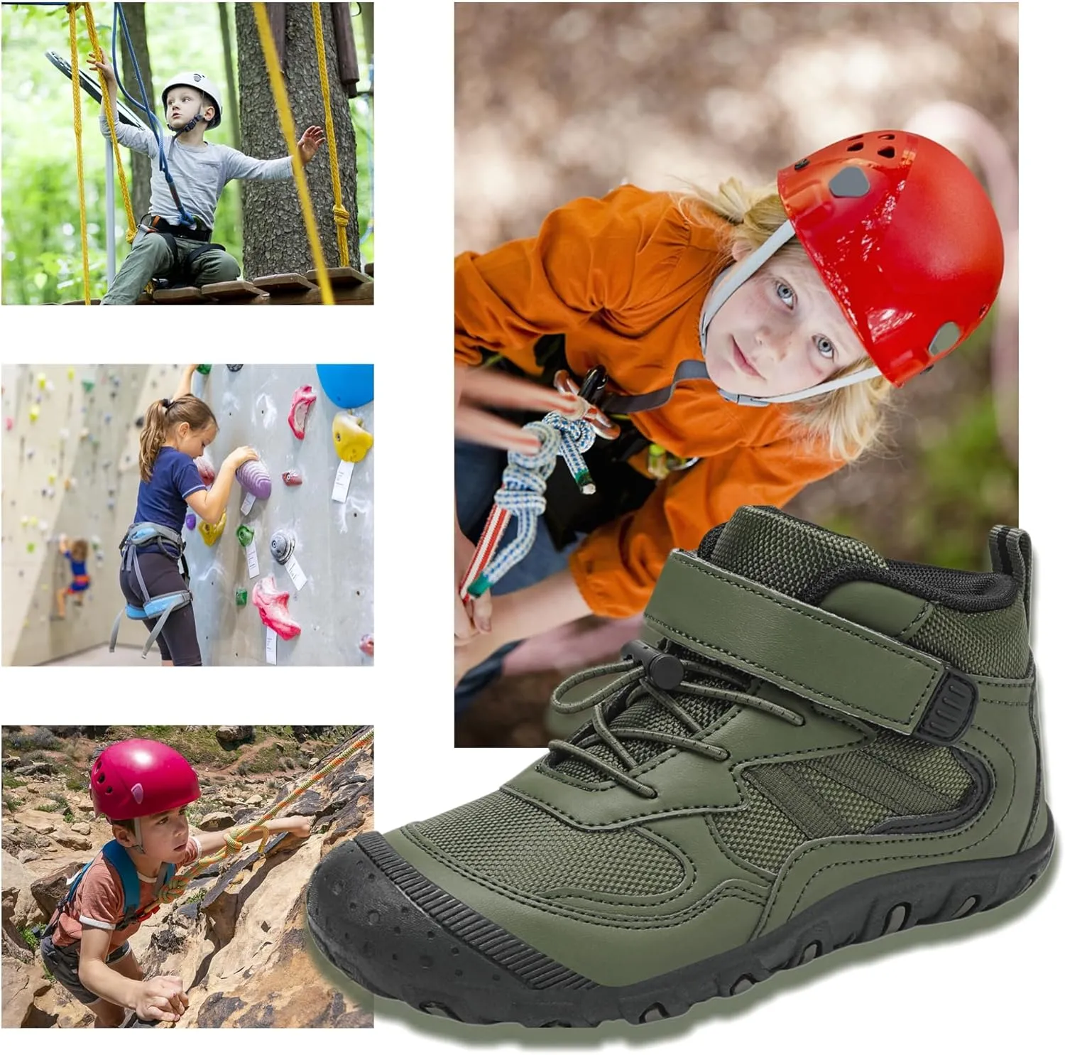 Kids Hiking Boots Boys Girls Outdoor Ankle Boots Anti Collision Hiking Shoes for Toddler/Little Kid/Big Kid