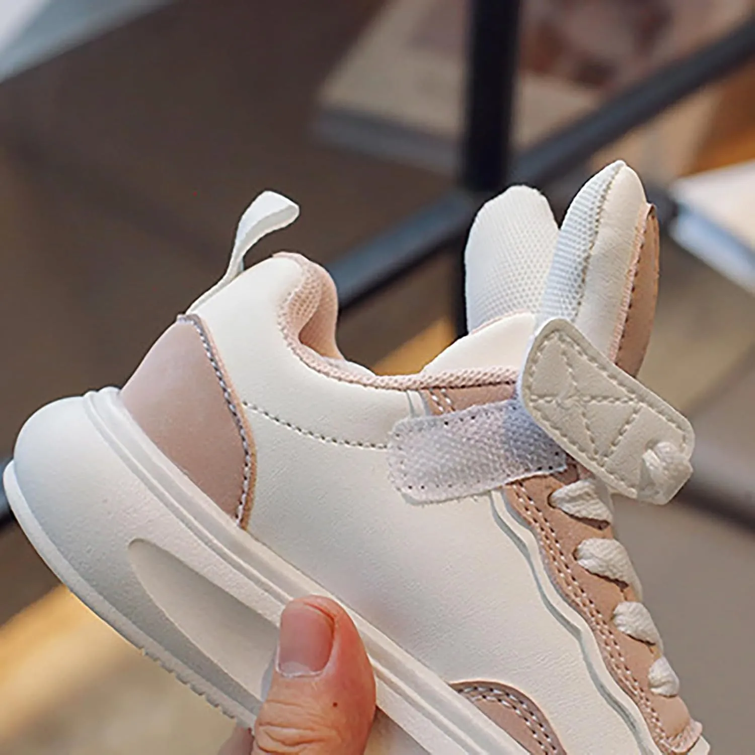Kids Sneakers for Boys Girls Toddler Bunny Ear Canvas High Top Color Blocked Ripple Walking Causal Shoes