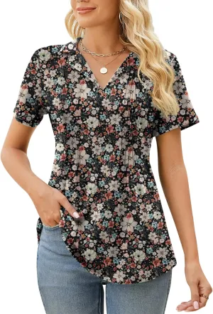Kistore Womens Short Sleeve Polo T Shirts V Neck Summer Basic Tops Fashion 2025 Business Casual Work Blouse S-XXL