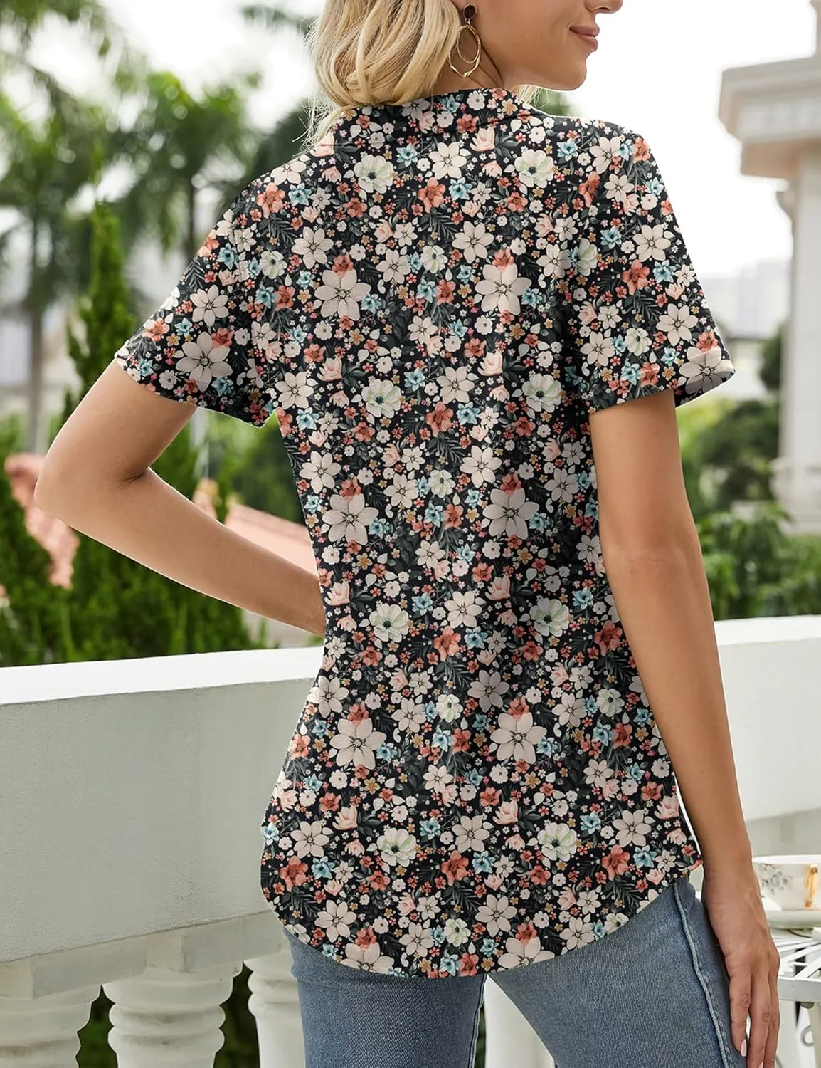 Kistore Womens Short Sleeve Polo T Shirts V Neck Summer Basic Tops Fashion 2025 Business Casual Work Blouse S-XXL
