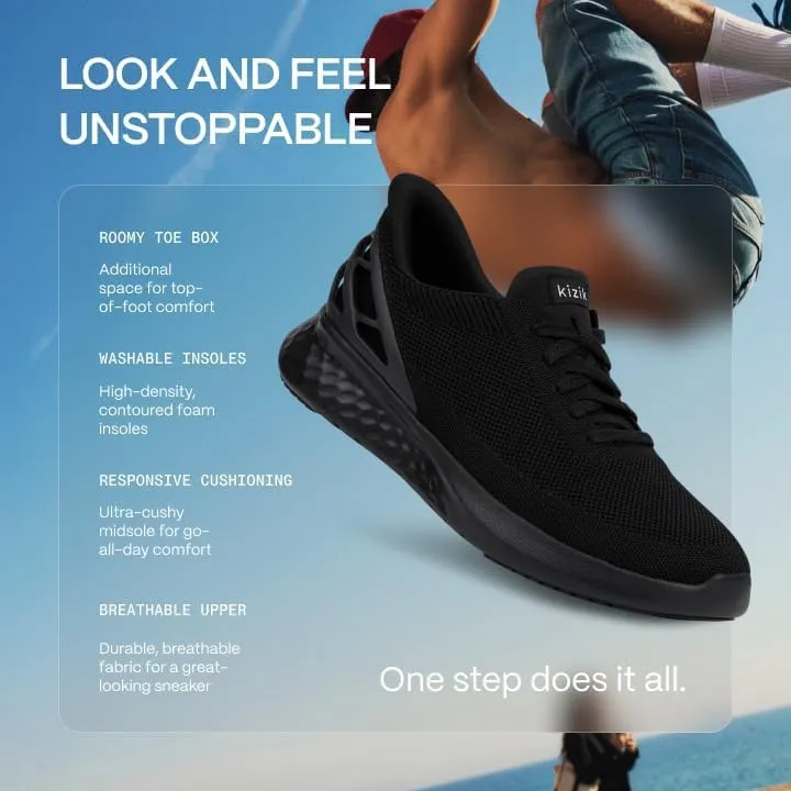 Kizik Shoes: Athens Comfortable Breathable Knit Slip On Sneakers, Convenient Hands Free | Walking Shoes for Men, Women and Elderly | Stylish, Orthopedic Shoes for Everyday and Travel