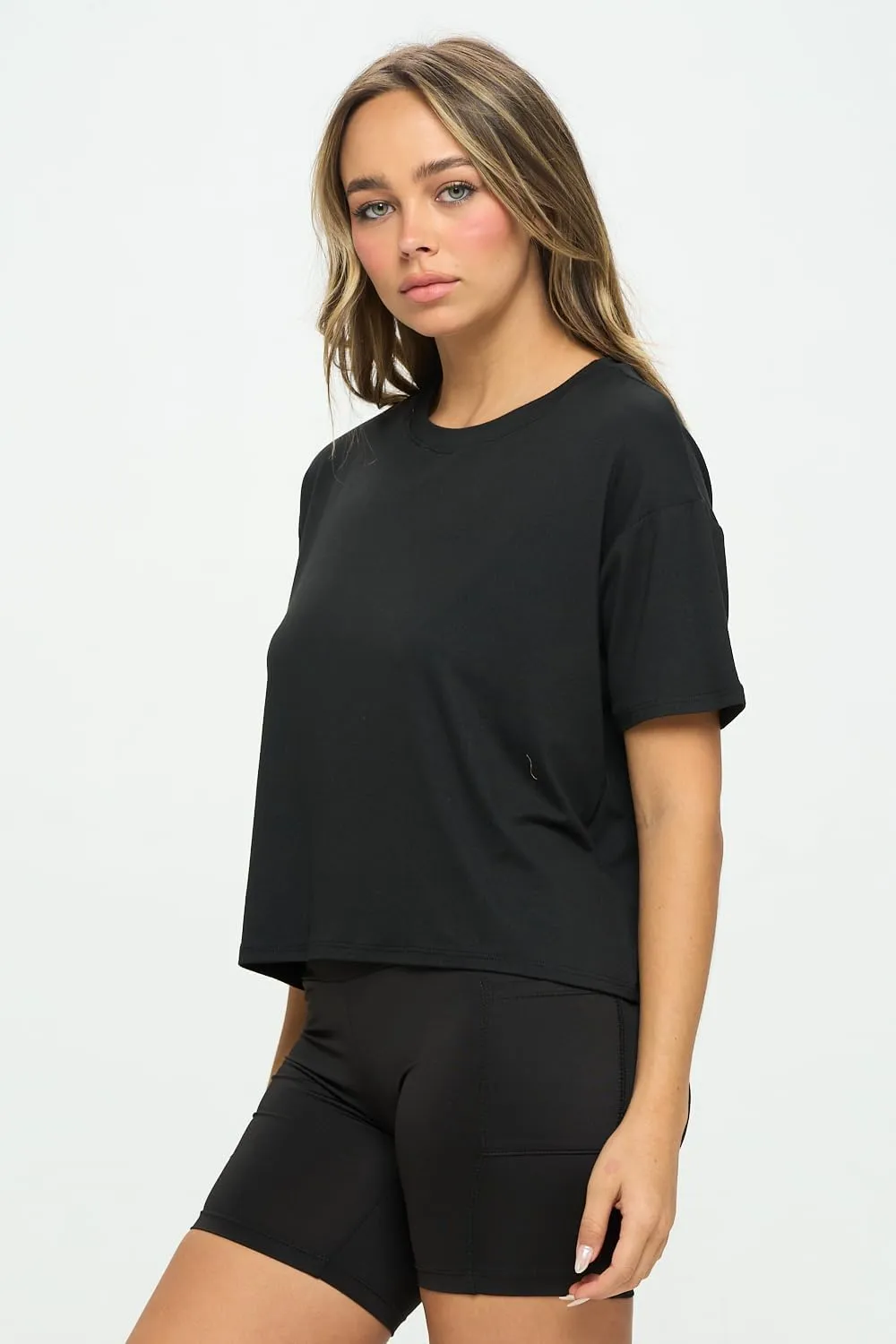 KNIT RIOT Women’s Crop Top – Short Sleeve Soft Boxy Crewneck Casual Active Workout Yoga Running Cropped Tee T Shirts
