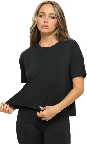 KNIT RIOT Women’s Crop Top – Short Sleeve Soft Boxy Crewneck Casual Active Workout Yoga Running Cropped Tee T Shirts