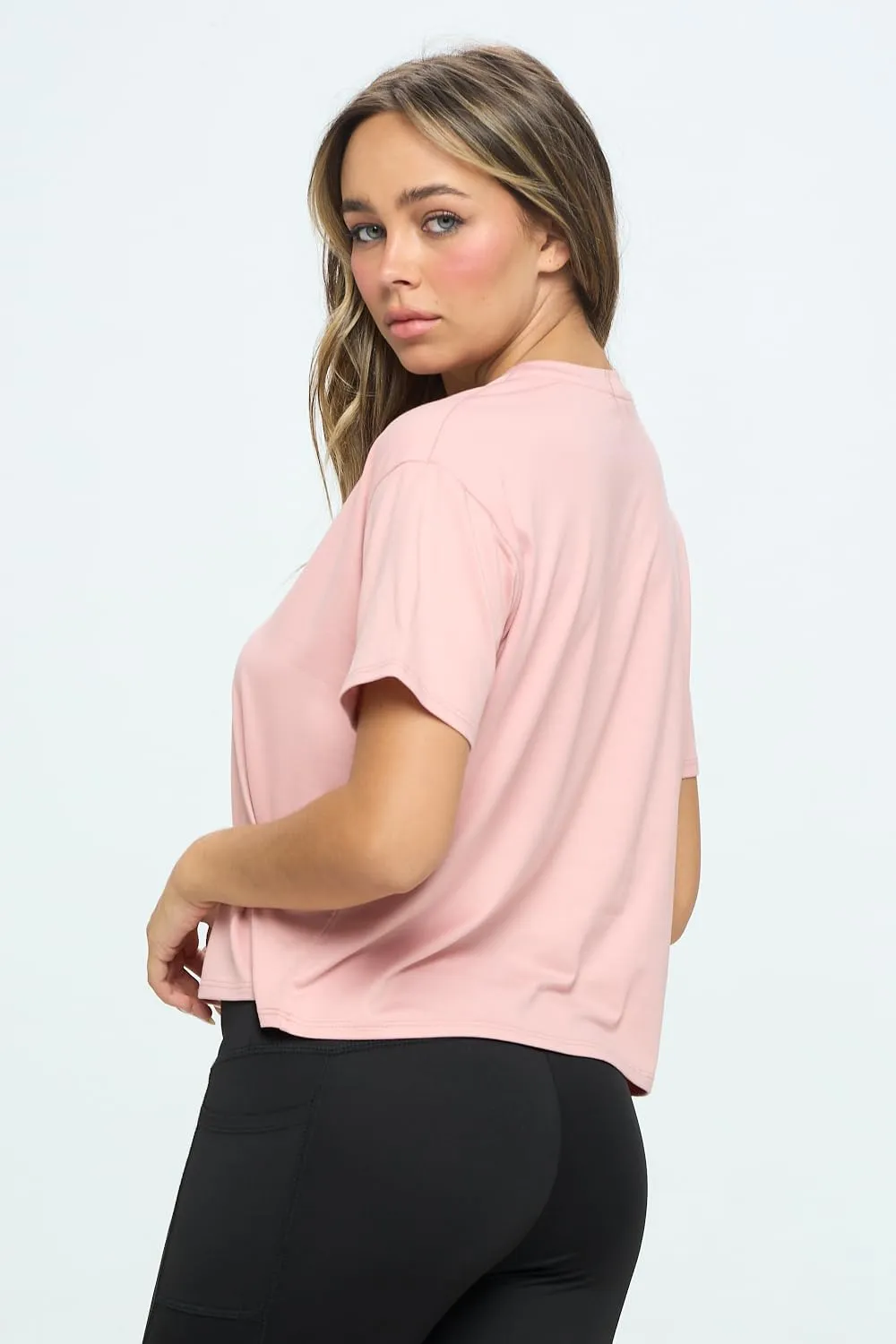 KNIT RIOT Women’s Crop Top – Short Sleeve Soft Boxy Crewneck Casual Active Workout Yoga Running Cropped Tee T Shirts