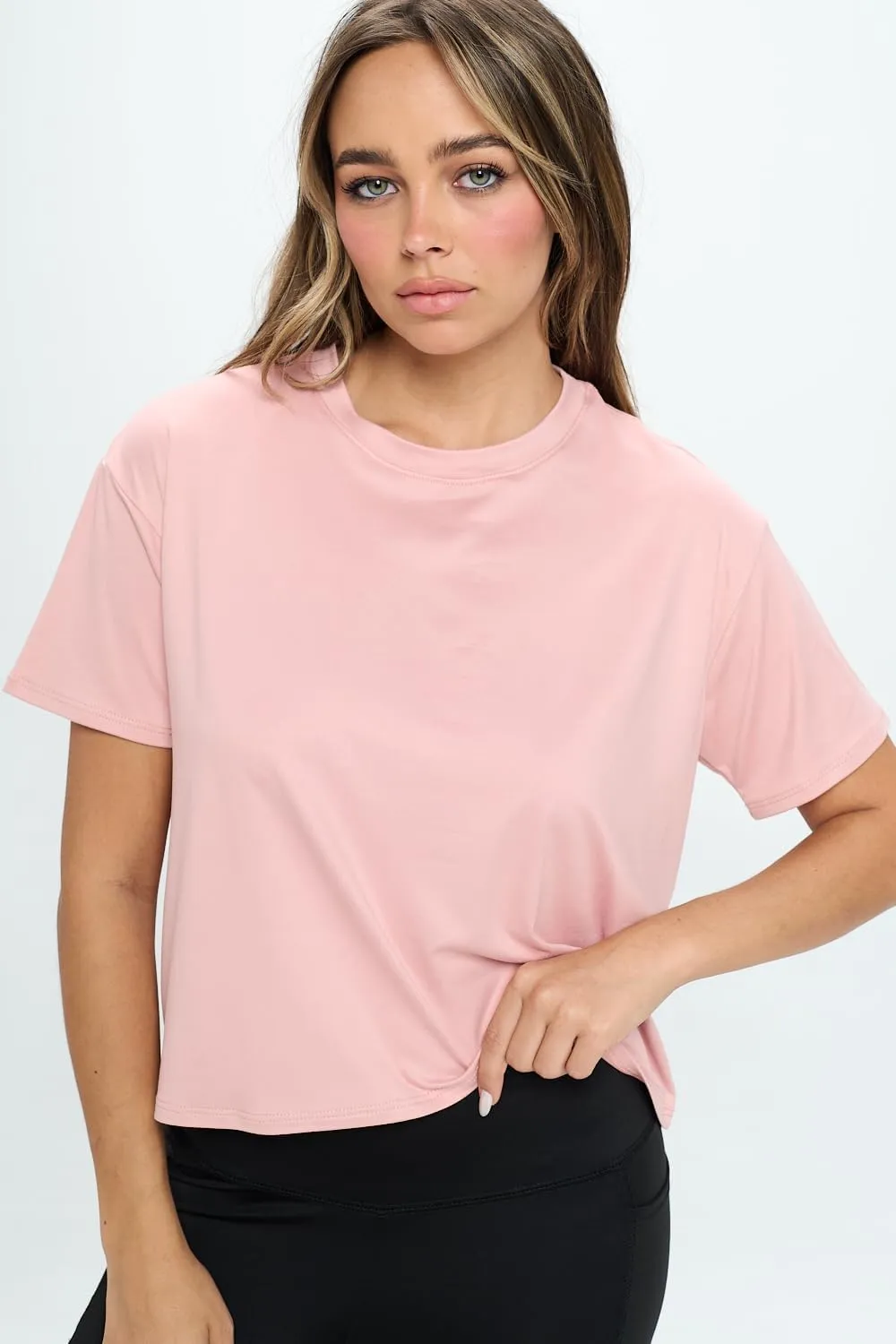 KNIT RIOT Women’s Crop Top – Short Sleeve Soft Boxy Crewneck Casual Active Workout Yoga Running Cropped Tee T Shirts