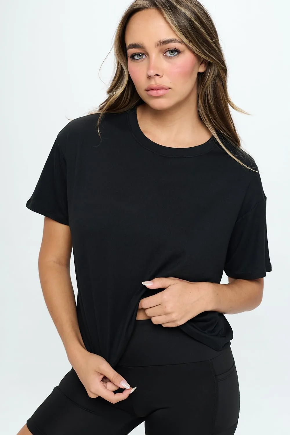 KNIT RIOT Women’s Crop Top – Short Sleeve Soft Boxy Crewneck Casual Active Workout Yoga Running Cropped Tee T Shirts