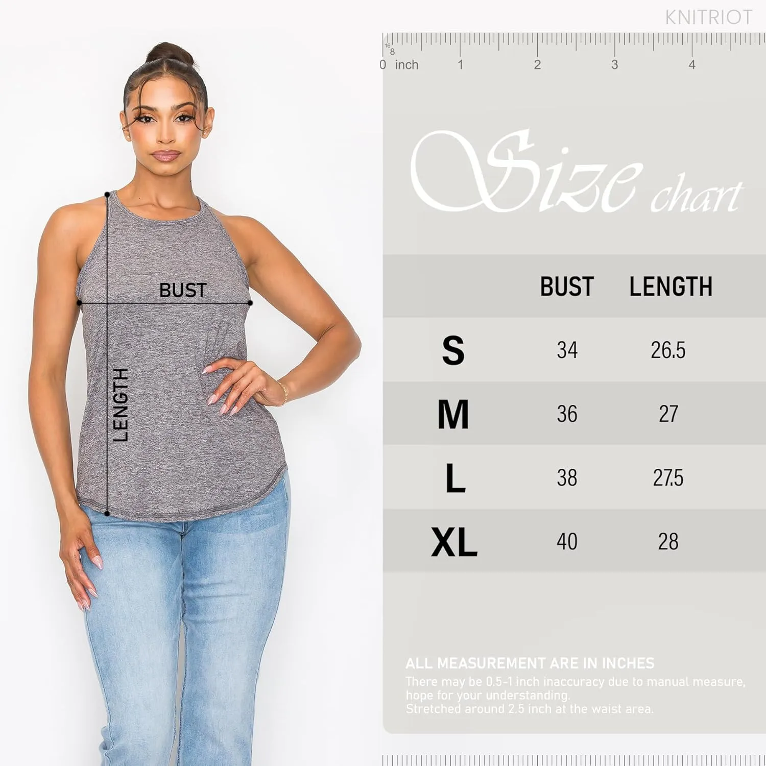 KNIT RIOT Women’s Sleeveless Tank Top – Strappy Y Back Soft Casual Yoga Active Athletic Gym Workout Running T Shirts
