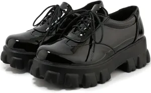 KOKOMOMO Womens Platform Oxford Shoes Chunky Platform Loafers Goth Buckle Shoes