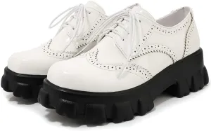KOKOMOMO Womens Platform Oxford Shoes Chunky Platform Loafers Goth Buckle Shoes