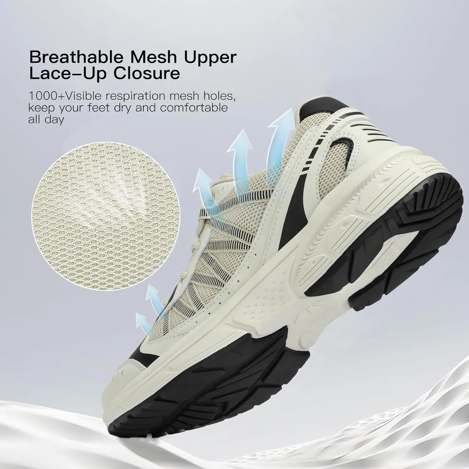 Kricely Men's Walking Shoes Breathable Tennis Running Shoes Lace Up Non Slip Sneakers Athletic Gym Sports Shoes for Men