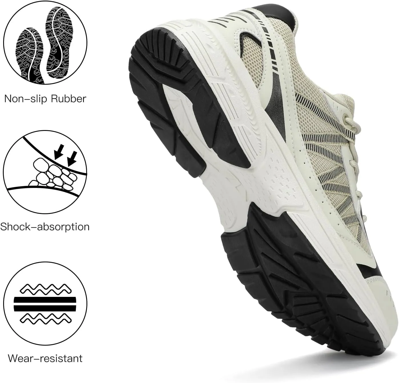 Kricely Men's Walking Shoes Breathable Tennis Running Shoes Lace Up Non Slip Sneakers Athletic Gym Sports Shoes for Men