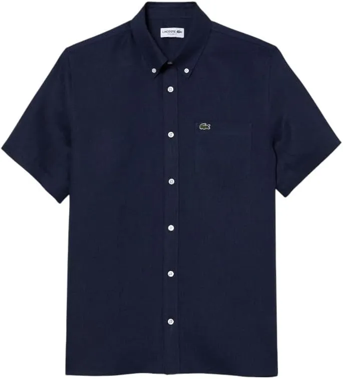 Lacoste Men's Regular Fit Linen Casual Button Down