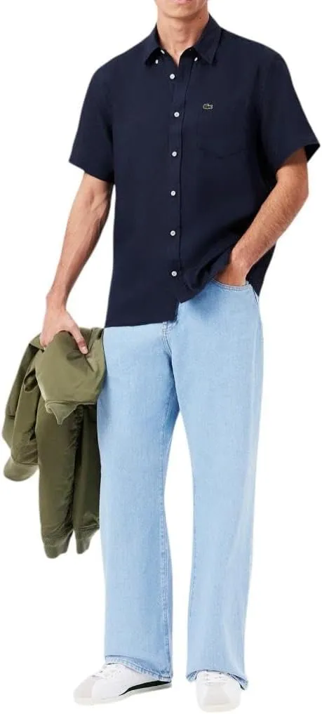 Lacoste Men's Regular Fit Linen Casual Button Down