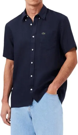 Lacoste Men's Regular Fit Linen Casual Button Down