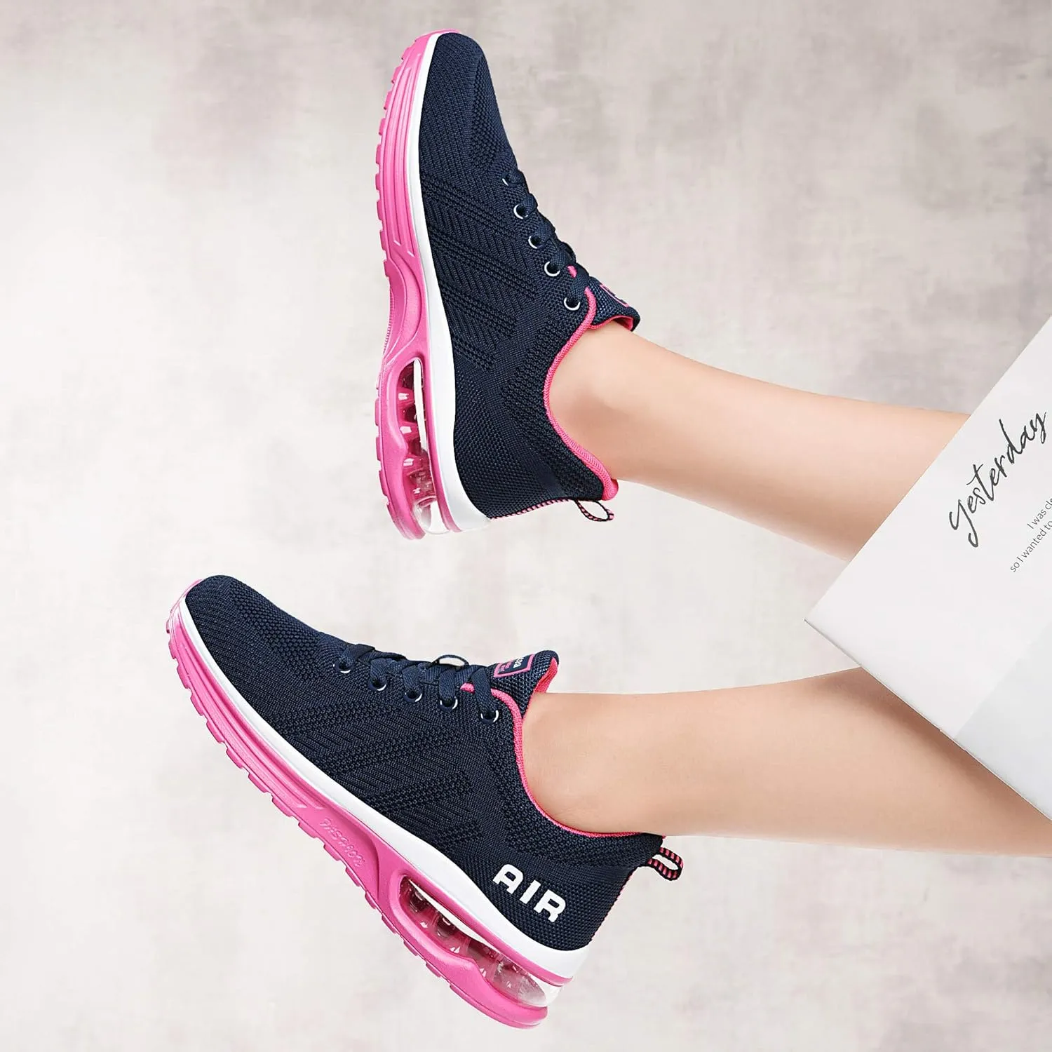 Lamincoa Womens Walking Shoes Lightweight Running Shoes Women’s Tennis Shoes Non Slip Air Shoes Breathable Mesh Air Cushion Sneakers for Gym Workout Sports