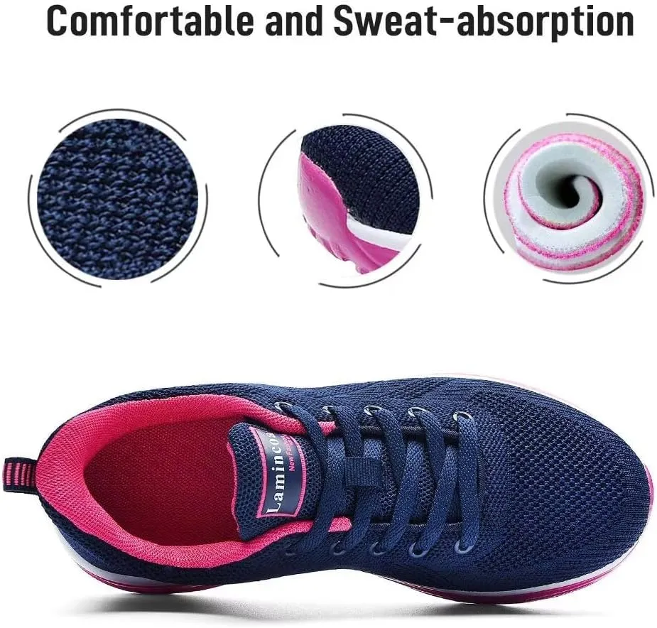 Lamincoa Womens Walking Shoes Lightweight Running Shoes Women’s Tennis Shoes Non Slip Air Shoes Breathable Mesh Air Cushion Sneakers for Gym Workout Sports