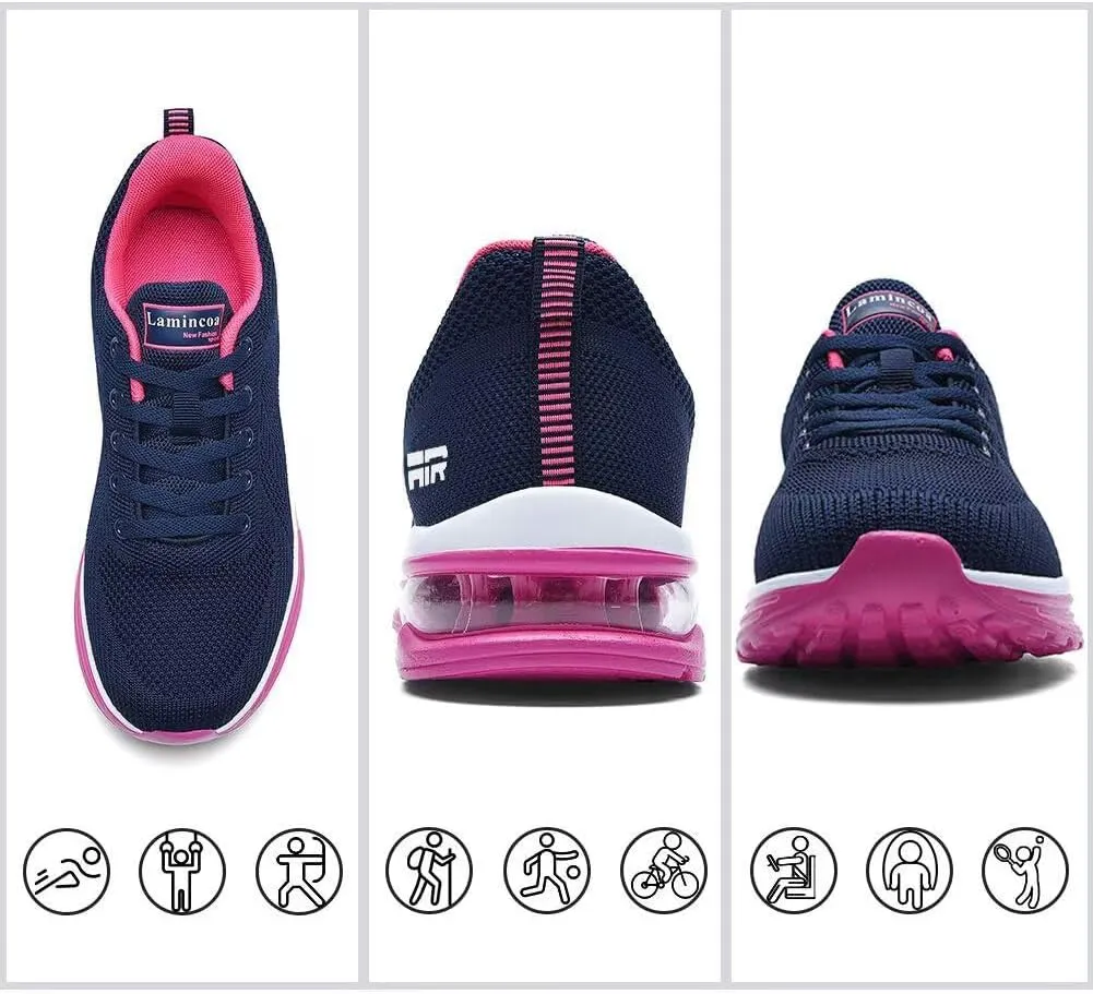 Lamincoa Womens Walking Shoes Lightweight Running Shoes Women’s Tennis Shoes Non Slip Air Shoes Breathable Mesh Air Cushion Sneakers for Gym Workout Sports