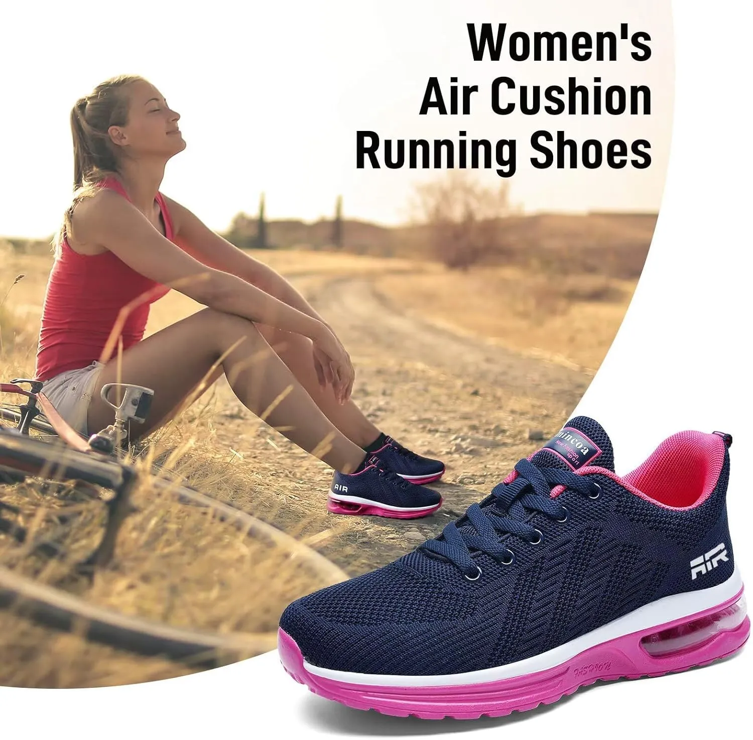 Lamincoa Womens Walking Shoes Lightweight Running Shoes Women’s Tennis Shoes Non Slip Air Shoes Breathable Mesh Air Cushion Sneakers for Gym Workout Sports