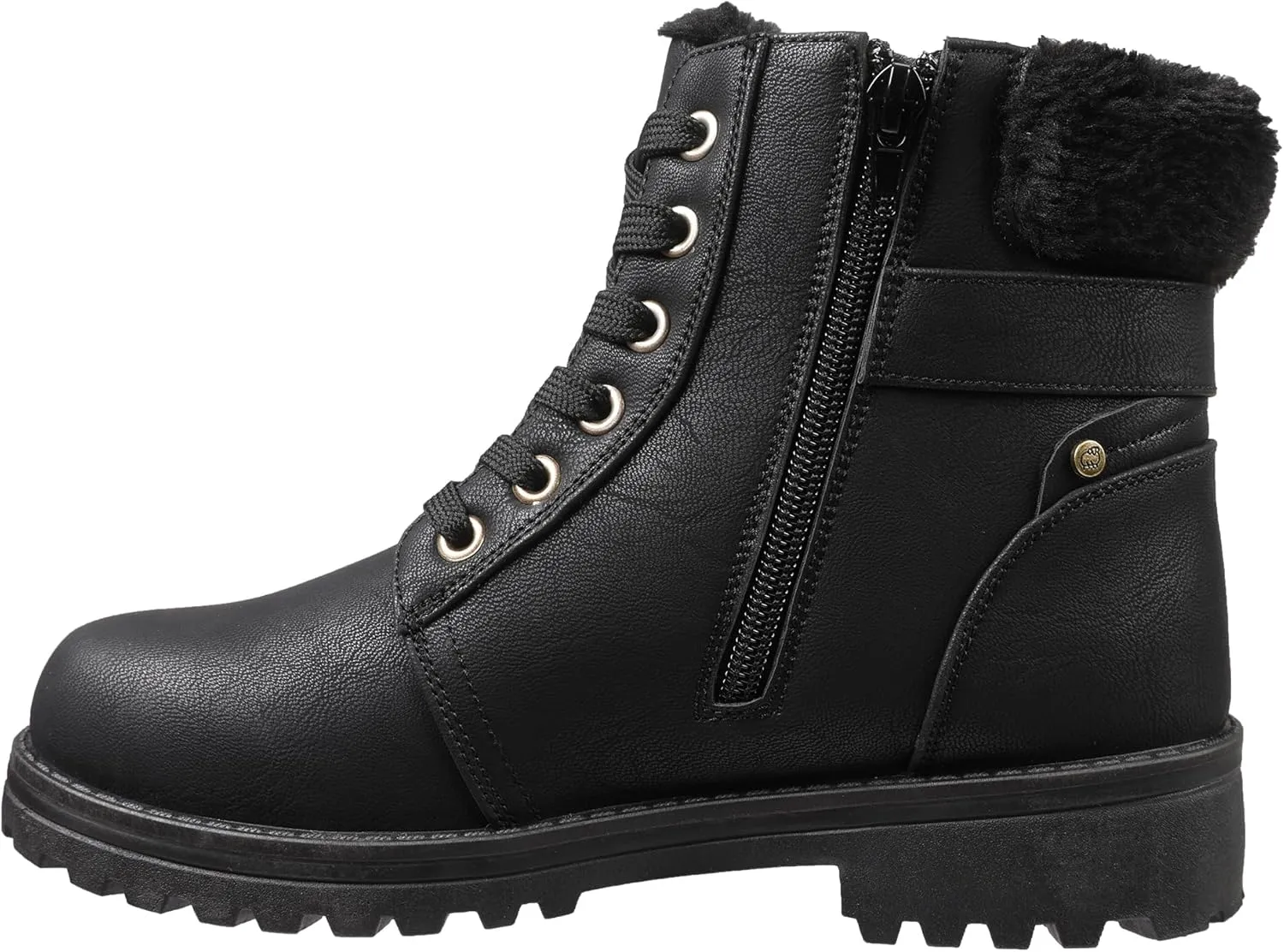 Lamo Women's Kit Lace-Up Boots - Stylish Boots with PU Upper, Faux Fur Collar, NeverWet Water and Stain Resistance,TPR Outsole - 7" Height with Medial Side Zipper and Premium Faux Fur Lining