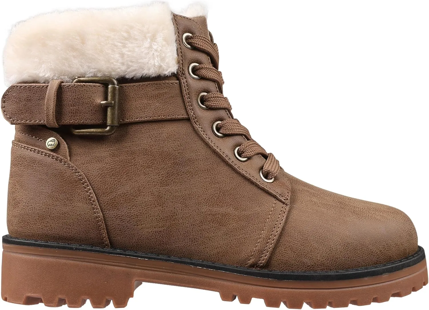 Lamo Women's Kit Lace-Up Boots - Stylish Boots with PU Upper, Faux Fur Collar, NeverWet Water and Stain Resistance,TPR Outsole - 7" Height with Medial Side Zipper and Premium Faux Fur Lining