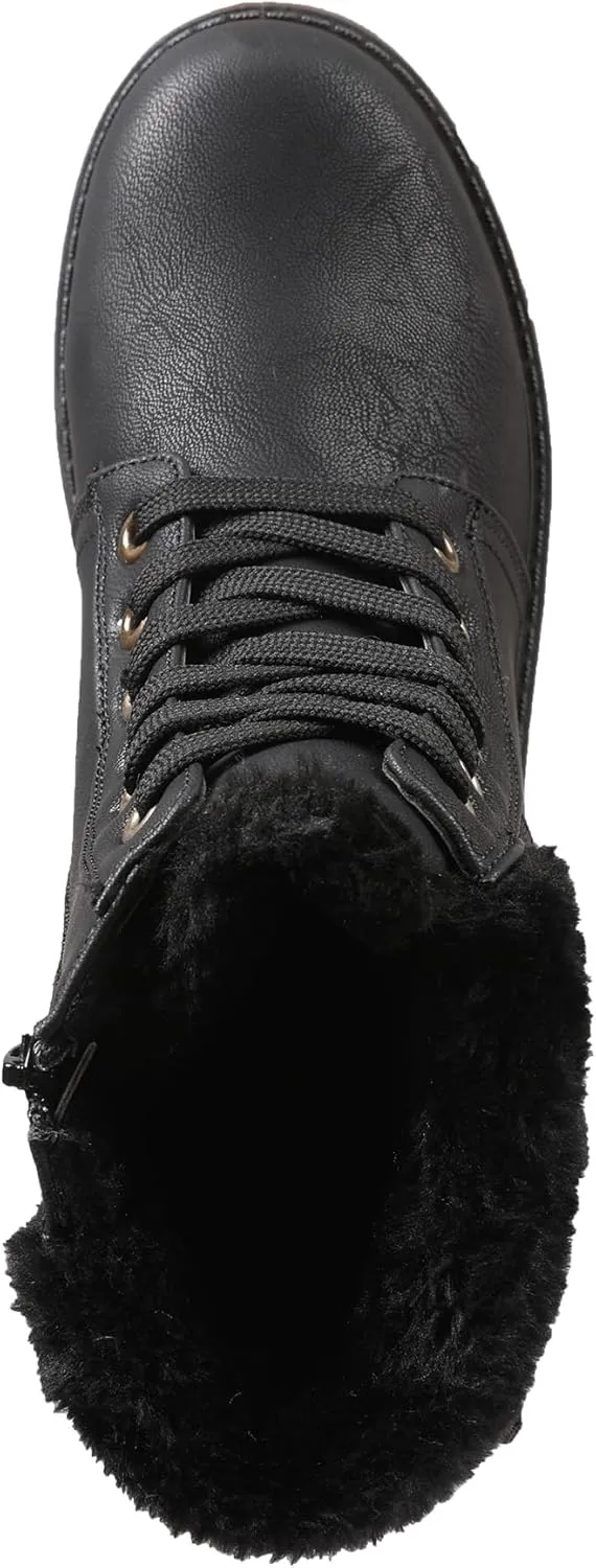 Lamo Women's Kit Lace-Up Boots - Stylish Boots with PU Upper, Faux Fur Collar, NeverWet Water and Stain Resistance,TPR Outsole - 7" Height with Medial Side Zipper and Premium Faux Fur Lining