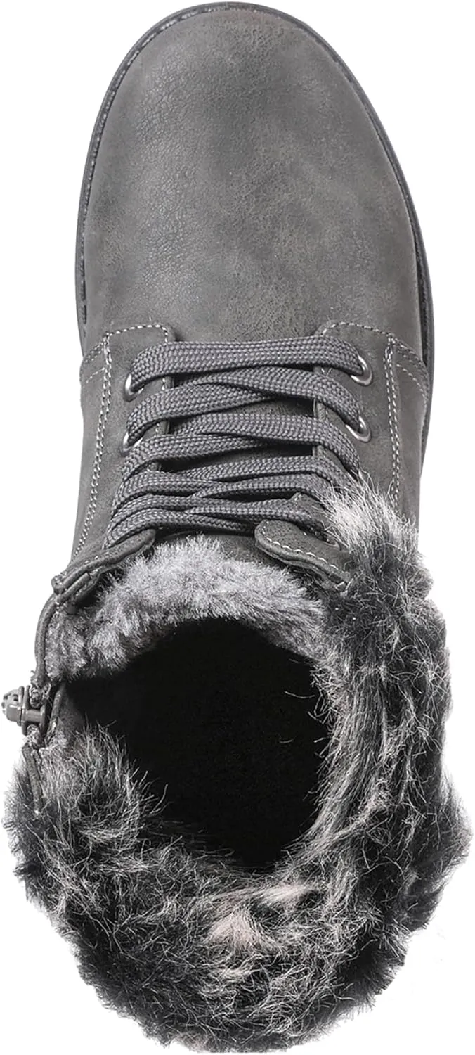 Lamo Women's Kit Lace-Up Boots - Stylish Boots with PU Upper, Faux Fur Collar, NeverWet Water and Stain Resistance,TPR Outsole - 7" Height with Medial Side Zipper and Premium Faux Fur Lining