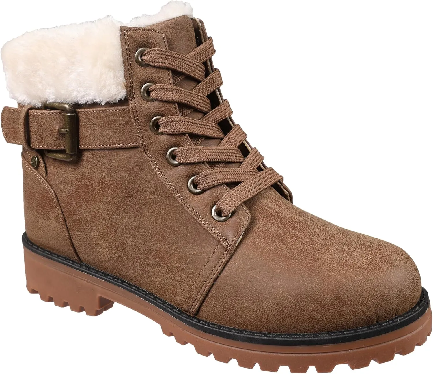Lamo Women's Kit Lace-Up Boots - Stylish Boots with PU Upper, Faux Fur Collar, NeverWet Water and Stain Resistance,TPR Outsole - 7" Height with Medial Side Zipper and Premium Faux Fur Lining
