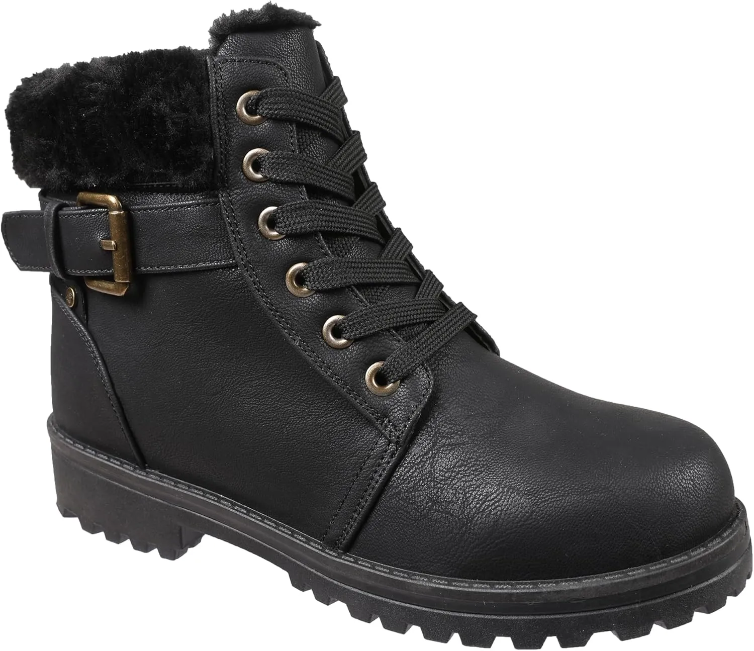 Lamo Women's Kit Lace-Up Boots - Stylish Boots with PU Upper, Faux Fur Collar, NeverWet Water and Stain Resistance,TPR Outsole - 7" Height with Medial Side Zipper and Premium Faux Fur Lining