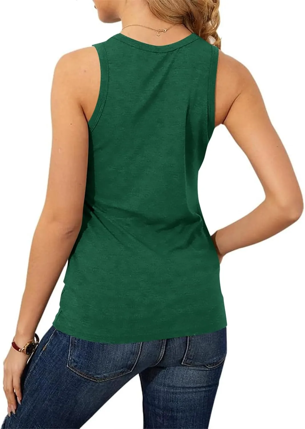 Langwyqu Womens' Crewneck Sleeveless Summer Casual Loose Fit Basic Shirts