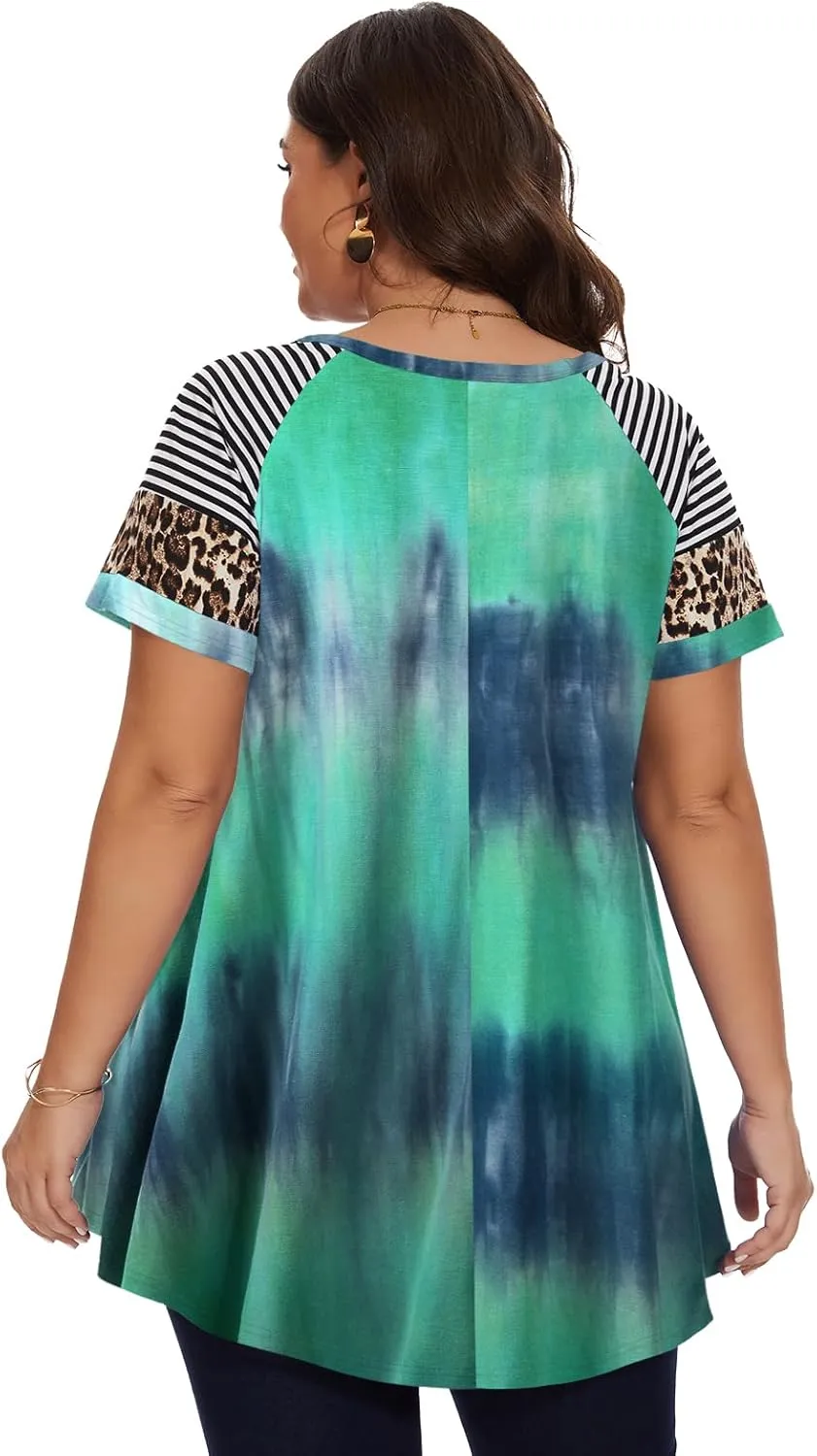LARACE Women's Plus Size Tops Summer Basic Tunic Short Sleeve Casual Round Neck T Shirt