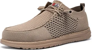 LARNMERN Slip On Steel Toe Shoes Men Lightweight Comfortable Lounging Walking Sneakers Steel Toe Loafers