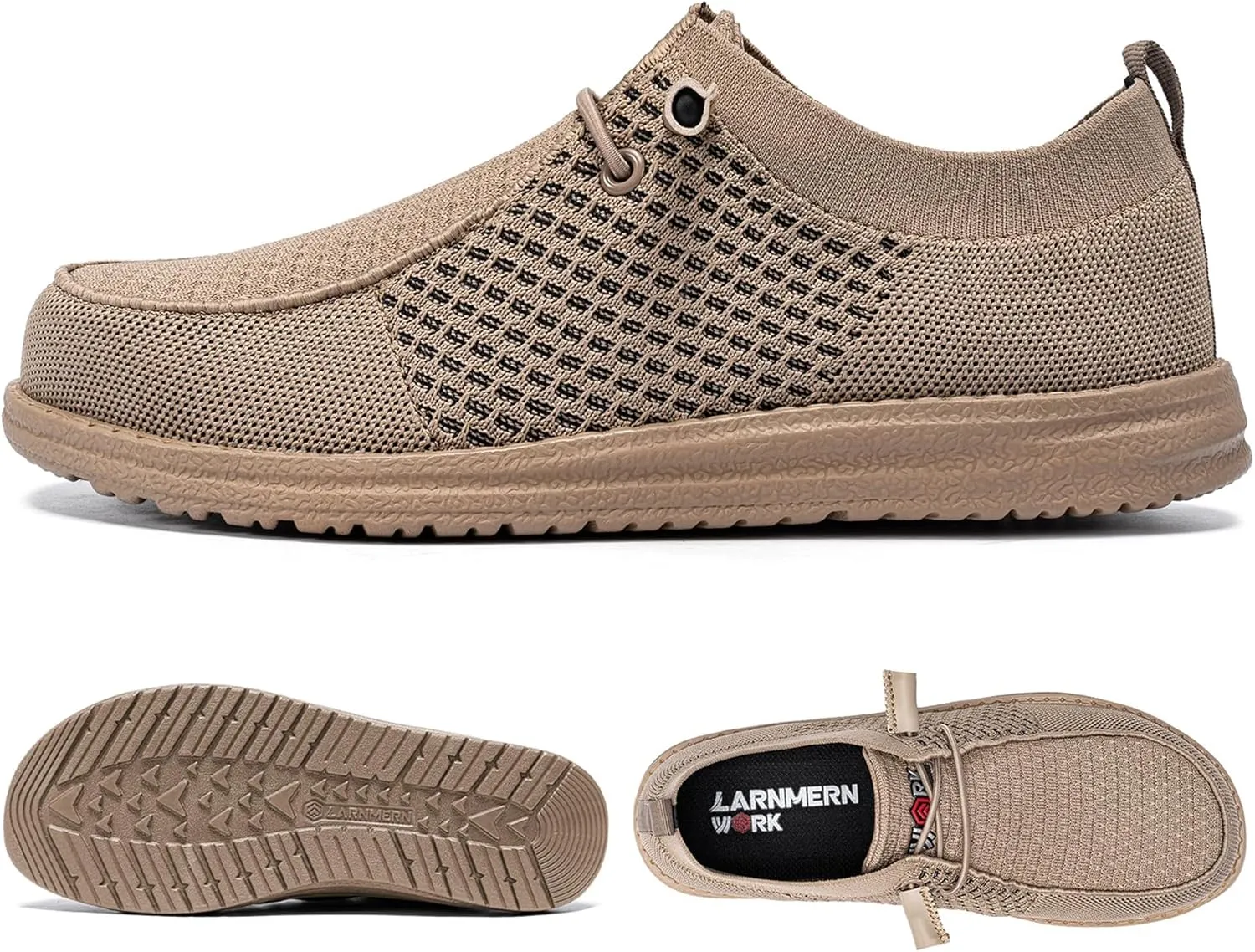 LARNMERN Slip On Steel Toe Shoes Men Lightweight Comfortable Lounging Walking Sneakers Steel Toe Loafers