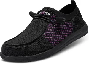 LARNMERN Steel Toe Loafers Women Lightweight Comfortable Slip On Walking Casual Flats Sneakers Work Safety Shoes