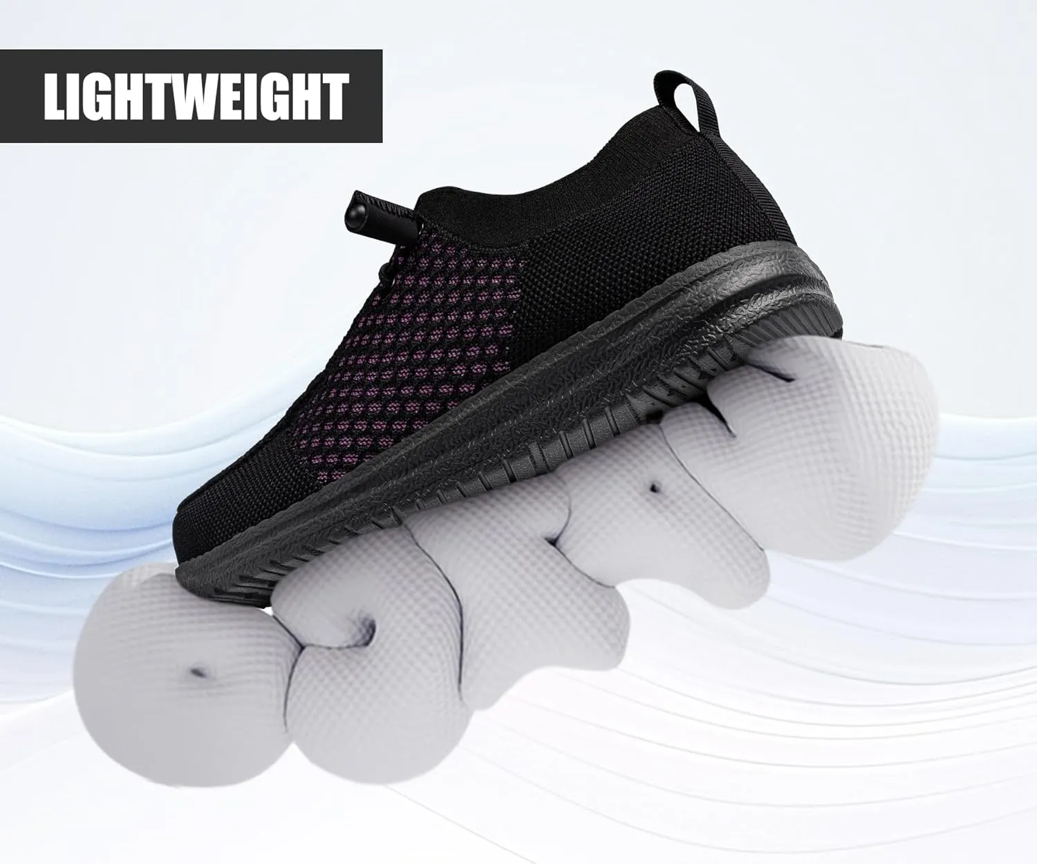LARNMERN Steel Toe Loafers Women Lightweight Comfortable Slip On Walking Casual Flats Sneakers Work Safety Shoes
