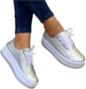 Lausiuoe Shoes For Women Sneakers Cute Leather Low Top Walking Shoes Casual Fashion Slip On Soft Non-Slip Flat Loafers